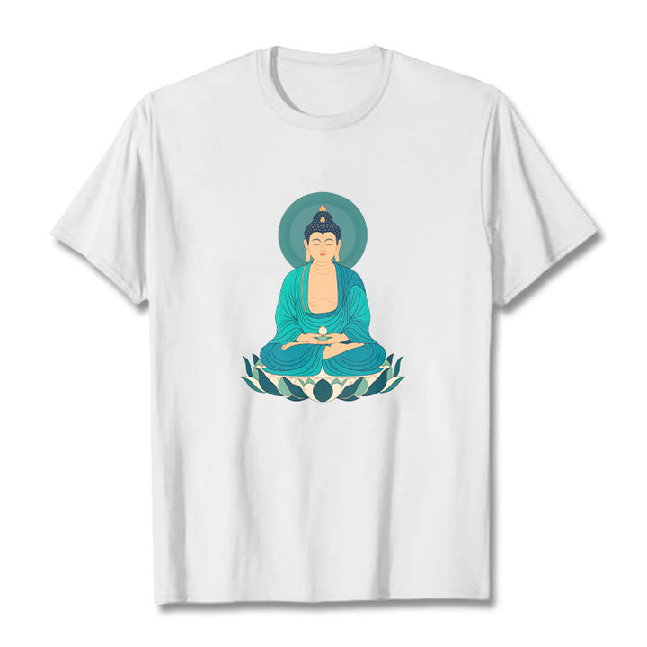 Buddha Stones、蓮の瞑想、仏陀のTシャツ - 白 - 2XL - image 5
