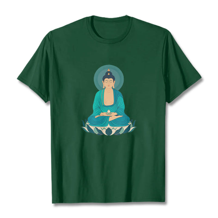Buddha Stones、蓮の瞑想、仏陀のTシャツ - フォレストグリーン - 2XL - image 3