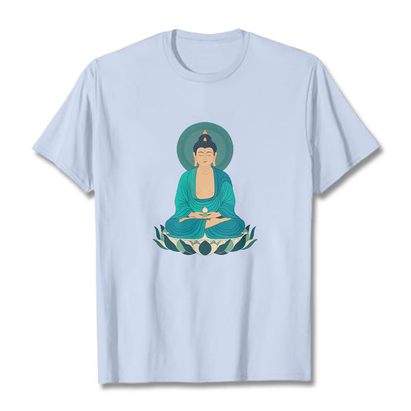 Buddha Stones、蓮の瞑想、仏陀のTシャツ - ライトシアン - 2XL - image 8
