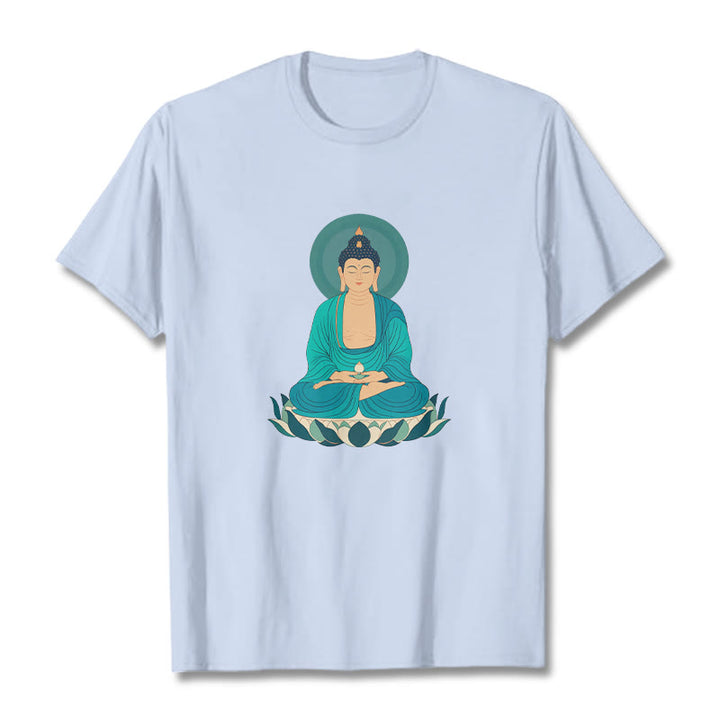 Buddha Stones、蓮の瞑想、仏陀のTシャツ - ライトシアン - 2XL - image 8