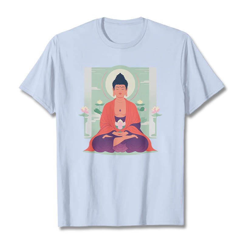 Buddha Stones、蓮の瞑想、仏陀のTシャツ - ライトシアン - 2XL - image 6