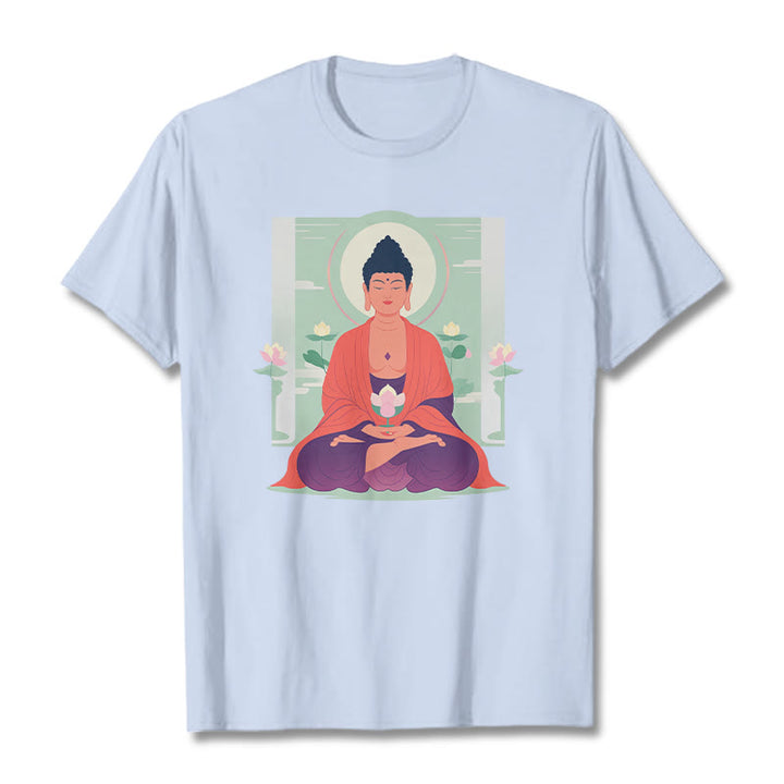 Buddha Stones、蓮の瞑想、仏陀のTシャツ - ライトシアン - 2XL - image 6