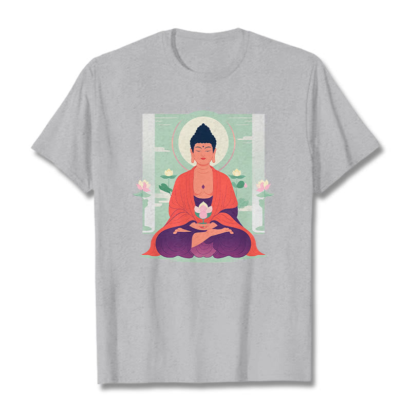 Buddha Stones、蓮の瞑想、仏陀のTシャツ - ライトグレー - 2XL - image 19