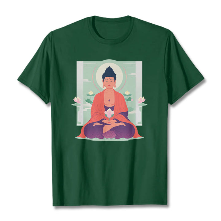 Buddha Stones、蓮の瞑想、仏陀のTシャツ - フォレストグリーン - 2XL - image 4
