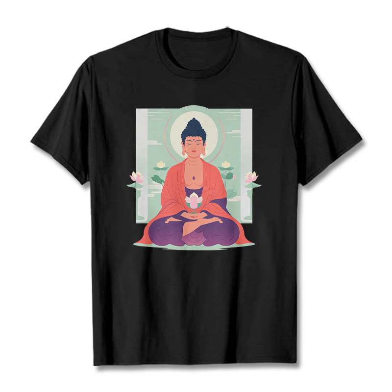 Buddha Stones、蓮の瞑想、仏陀のTシャツ - 黒 - 2XL - image 7