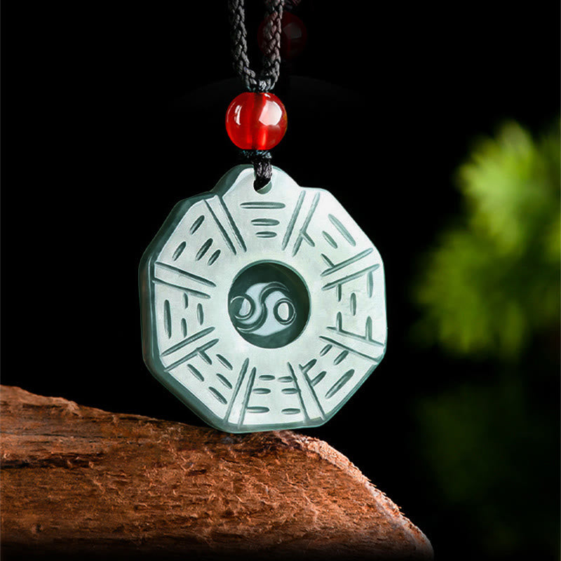 Buddha Stones天然翡翠風水八卦陰陽繁栄ネックレスペンダント - image 3