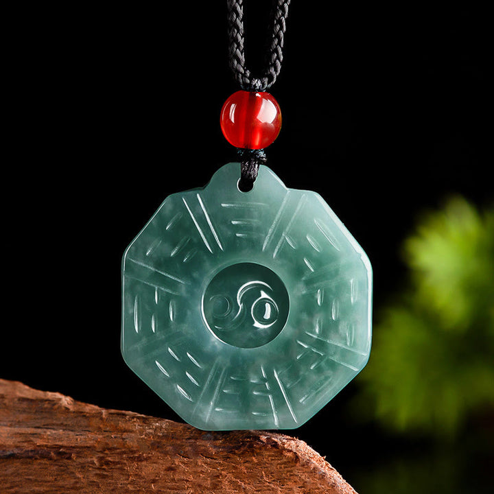 Buddha Stones天然翡翠風水八卦陰陽繁栄ネックレスペンダント - 翡翠（豊かさ♥豊穣） - image 1