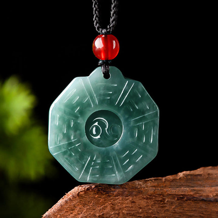Buddha Stones天然翡翠風水八卦陰陽繁栄ネックレスペンダント - image 4