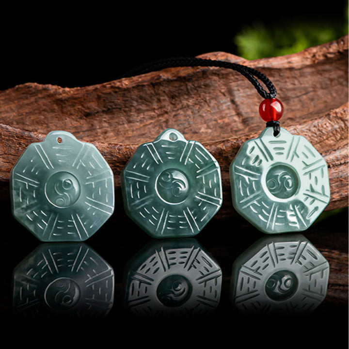 Buddha Stones天然翡翠風水八卦陰陽繁栄ネックレスペンダント - image 6