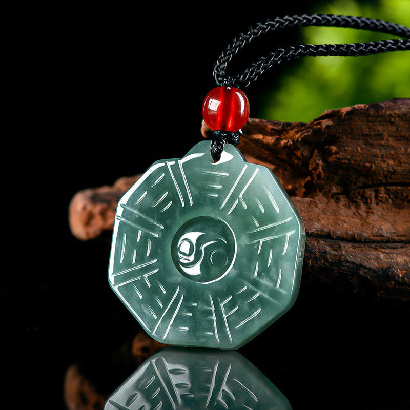 Buddha Stones天然翡翠風水八卦陰陽繁栄ネックレスペンダント - image 2