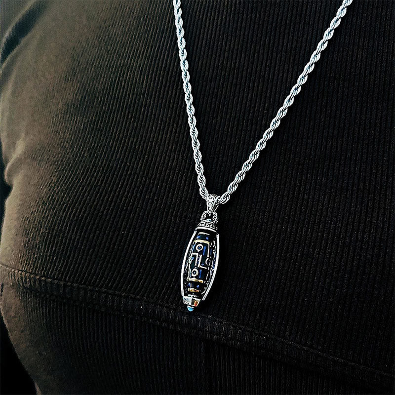 Buddha Stonesチベットオーム・マニ・パドメ・フム九眼 ビーズ模様 平和 清浄 回転式ネックレスペンダント - image 9
