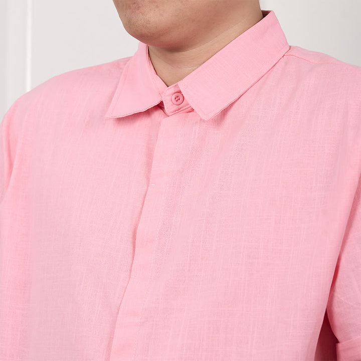 Buddha Stonesメンズ 半袖 ボタン カジュアル コットン リネン シャツ - image 10