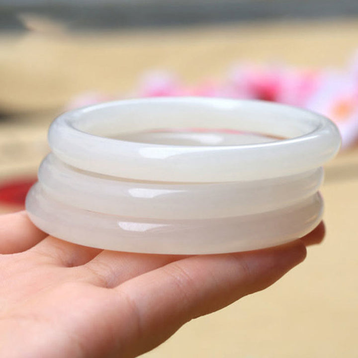 Buddha Stones天然白緑翡翠 幸運繁栄ブレスレット バングル - image 6