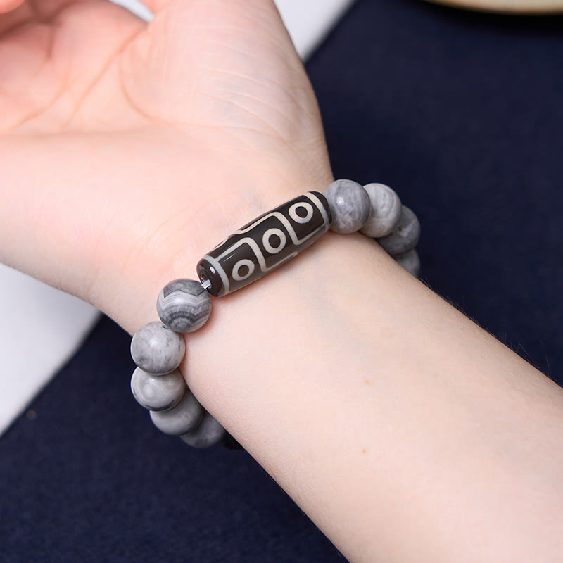Buddha Stonesチベット九眼石ビーズピカソジャスパーポジティブブレスレット