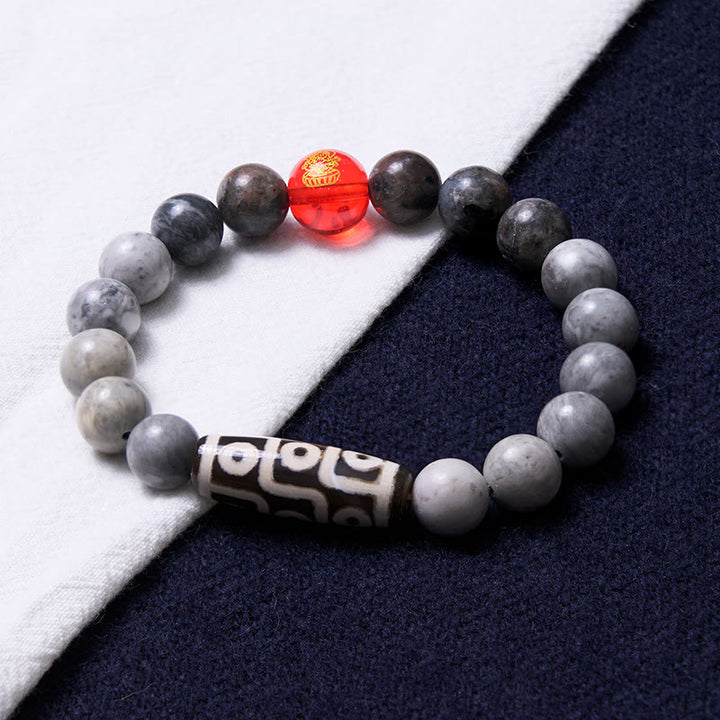 Buddha Stonesチベット九眼石ビーズピカソジャスパーポジティブブレスレット