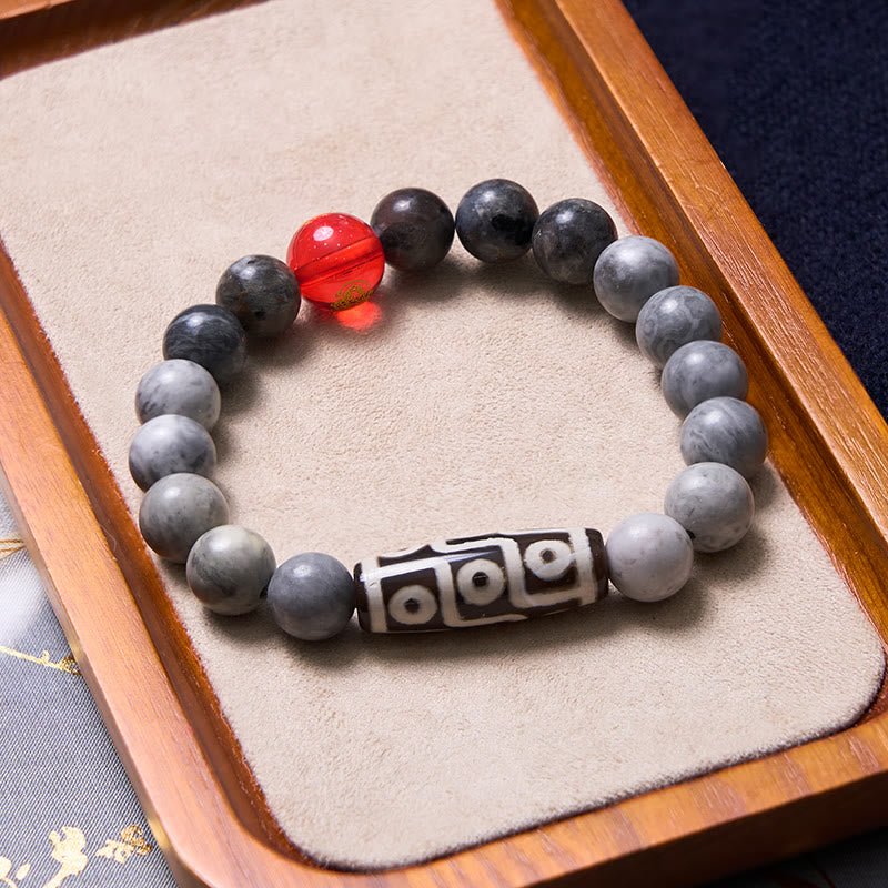 Buddha Stonesチベット九眼石ビーズピカソジャスパーポジティブブレスレット