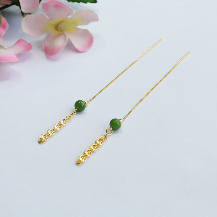 Buddha Stones 925スターリングシルバー 天然和田翡翠ビーズ 幸運の鳳凰尾ドロップイヤリング - image 3