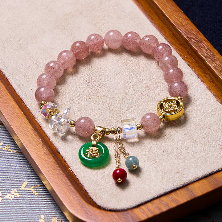 愛と守護を引き寄せるBuddha Stonesピンクブレスレットバングルセット