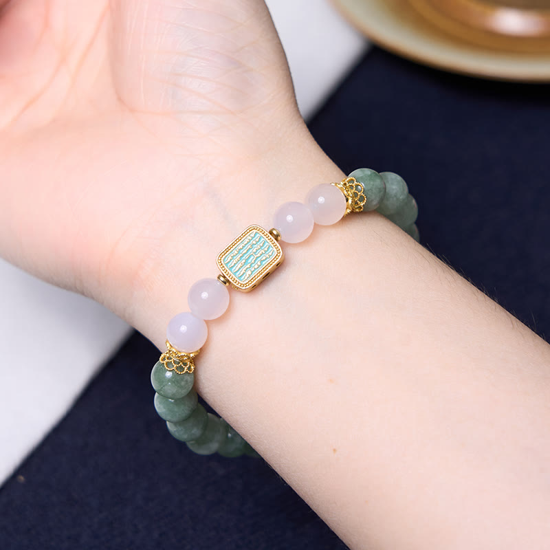 Buddha Stonesは新たな始まりを促します。ミントグリーンの翡翠ブレスレットバングルセット