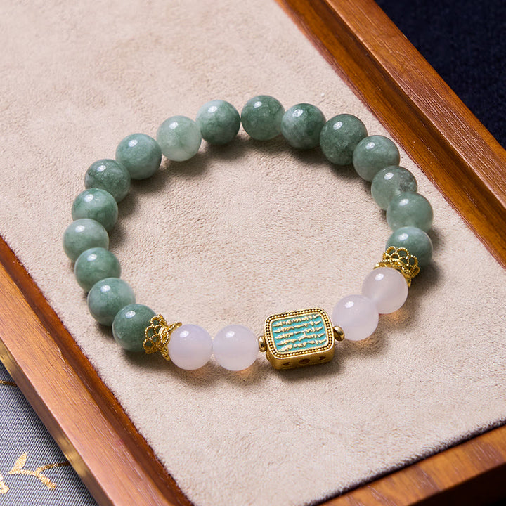 Buddha Stonesは新たな始まりを促します。ミントグリーンの翡翠ブレスレットバングルセット