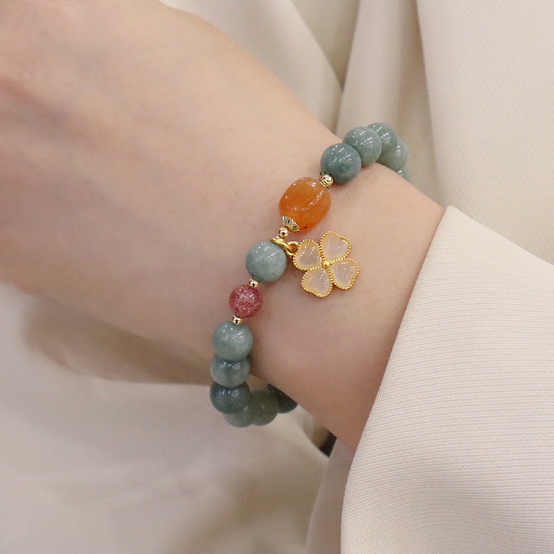 幸運をもたらすBuddha Stonesグリーン翡翠ブレスレットバングルセット
