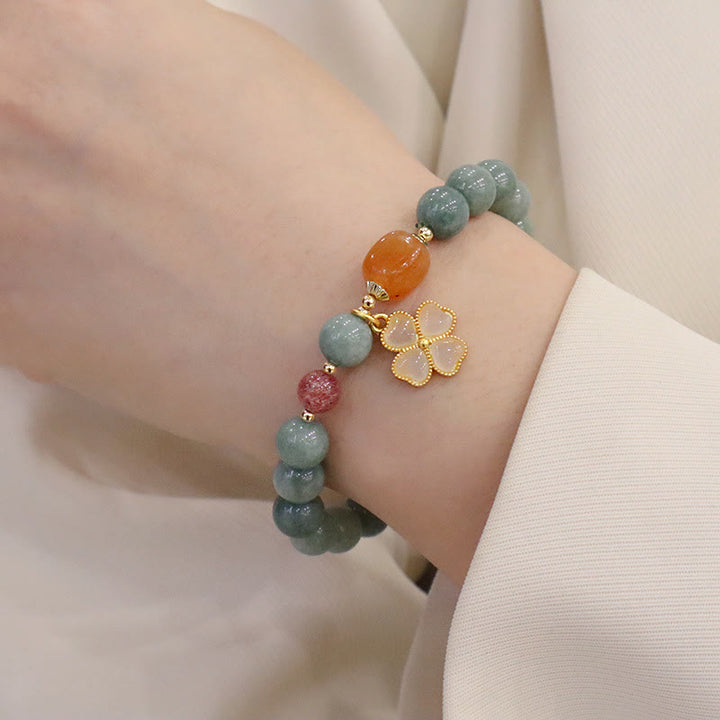 幸運をもたらすBuddha Stonesグリーン翡翠ブレスレットバングルセット