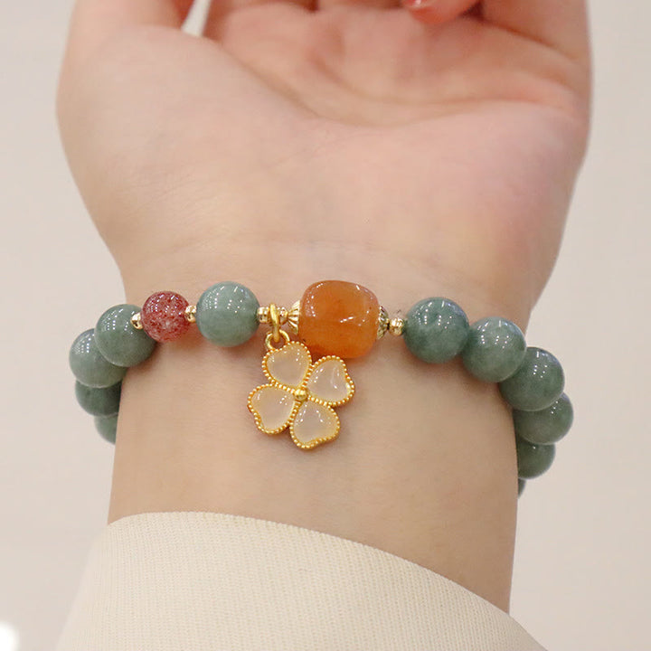幸運をもたらすBuddha Stonesグリーン翡翠ブレスレットバングルセット