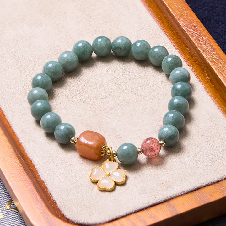 幸運をもたらすBuddha Stonesグリーン翡翠ブレスレットバングルセット