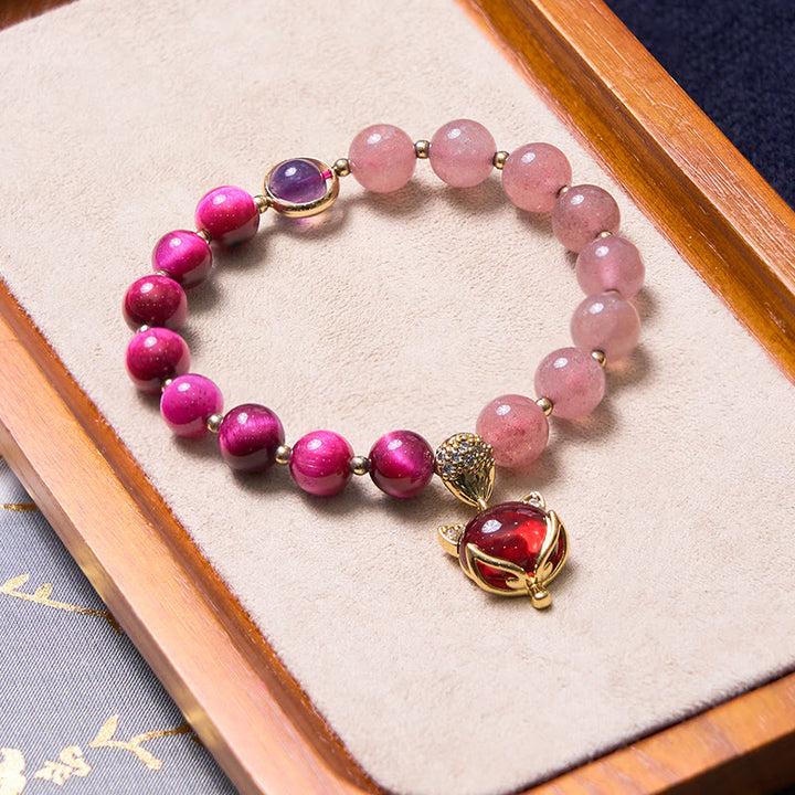 幸福と喜びを高めるBuddha Stonesパープルブレスレットバングルセット
