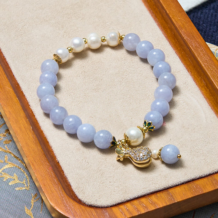 Buddha Stones心の平安とストレス解消 アクアマリン 翡翠 ブルー ブレスレット バングル バンドル