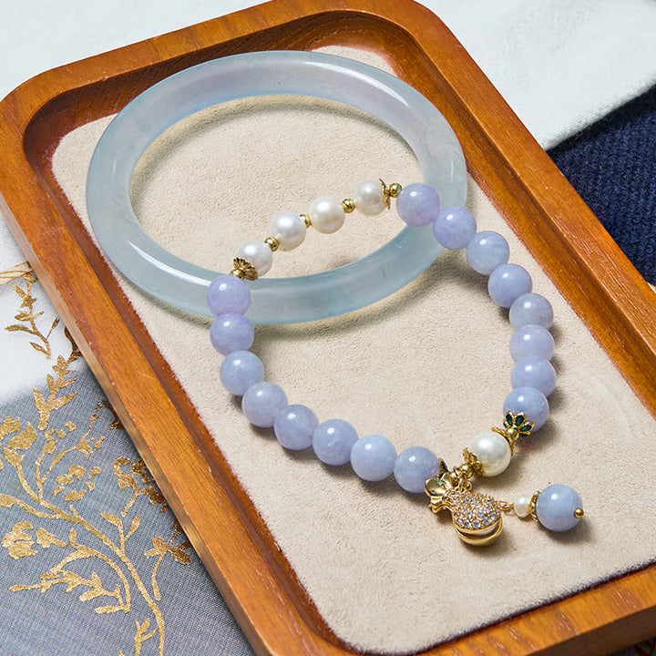 Buddha Stones心の平安とストレス解消 アクアマリン 翡翠 ブルー ブレスレット バングル バンドル