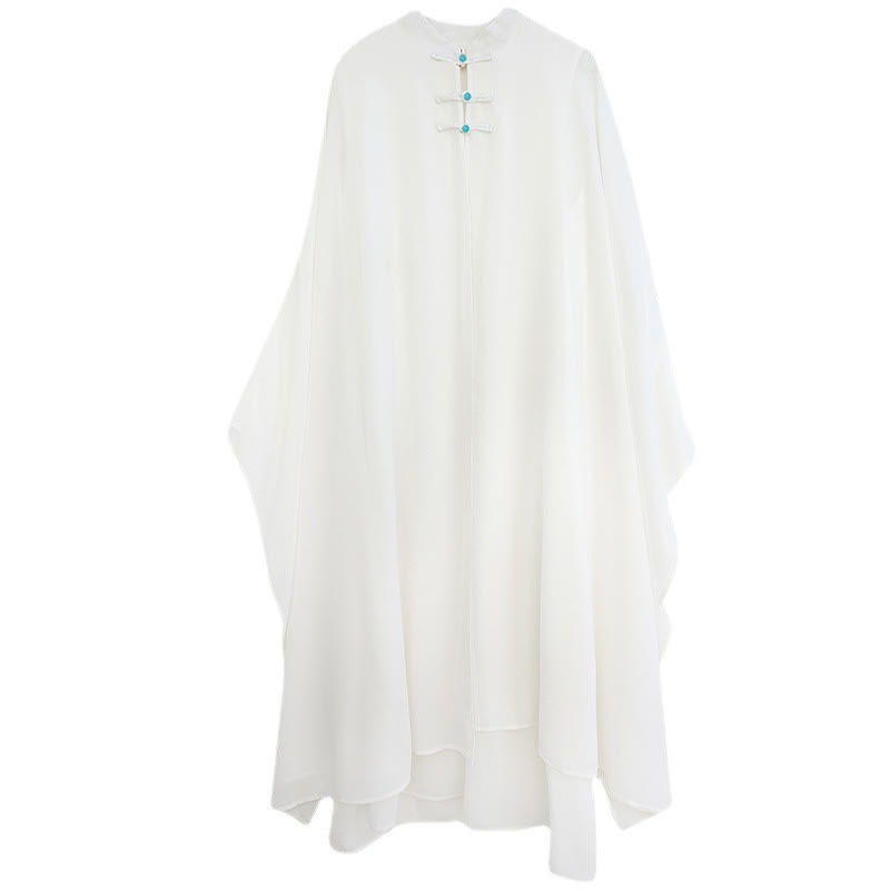 Buddha Stones 2点セット カエルボタン 長袖 ミディドレス ワイドレッグパンツ シフォン 禅風 レディース セット