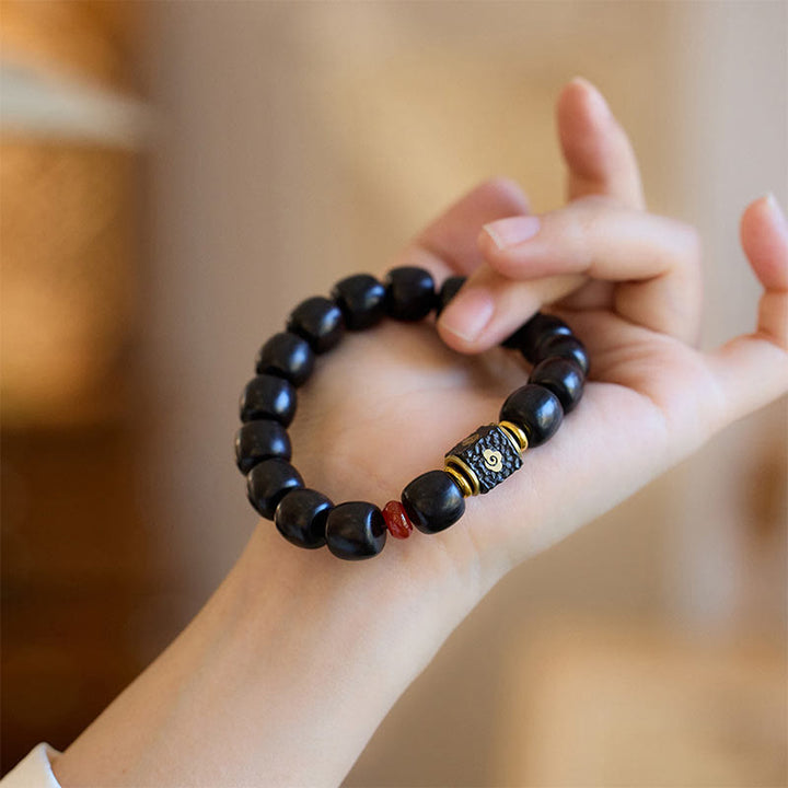 Buddha Stones黒檀 吉兆雲 彫刻 静寂のブレスレット