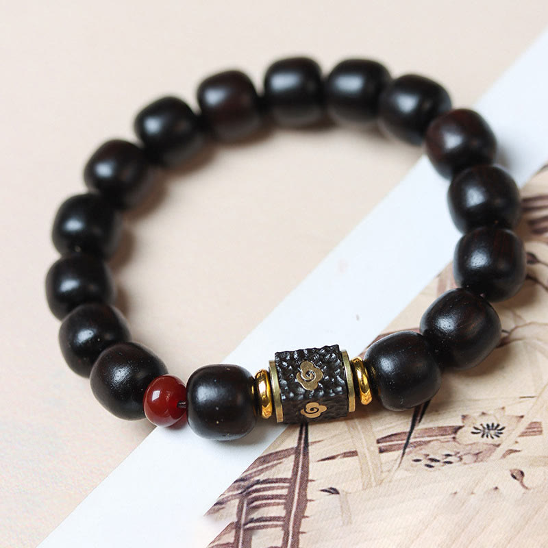 Buddha Stones黒檀 吉兆雲 彫刻 静寂のブレスレット