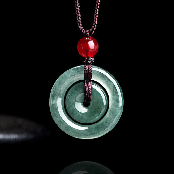 Buddha Stones翡翠ダブルピース平和のお守りチャームアバンダンスネックレスペンダント - 翡翠（豊かさ♥豊穣） - image 0