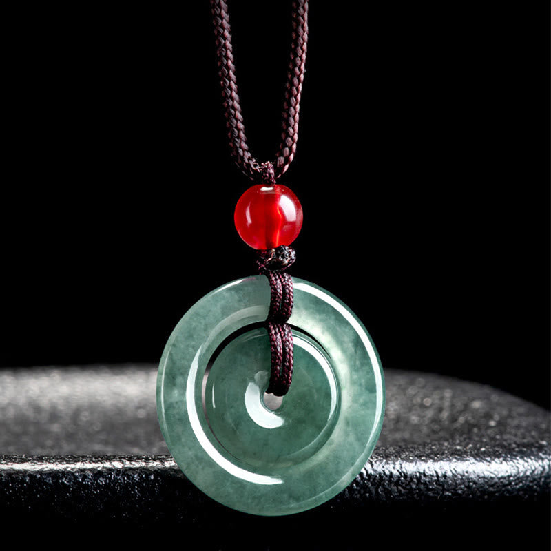 Buddha Stones 翡翠のダブルピースバックル 豊かさを象徴するネックレスペンダント