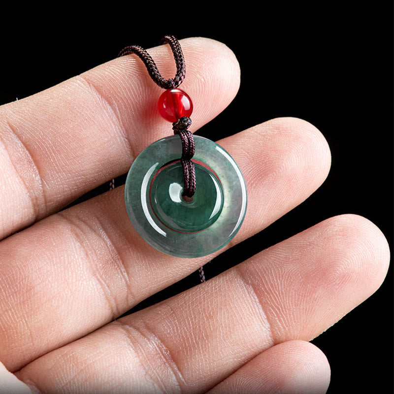 Buddha Stones 翡翠のダブルピースバックル 豊かさを象徴するネックレスペンダント