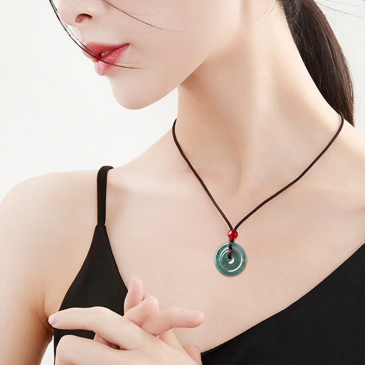 Buddha Stones 翡翠のダブルピースバックル 豊かさを象徴するネックレスペンダント