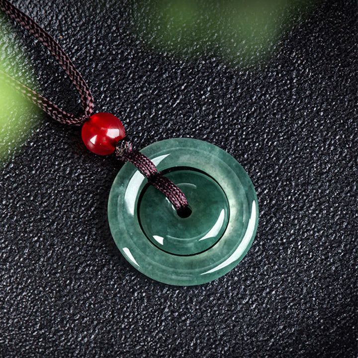 Buddha Stones 翡翠のダブルピースバックル 豊かさを象徴するネックレスペンダント