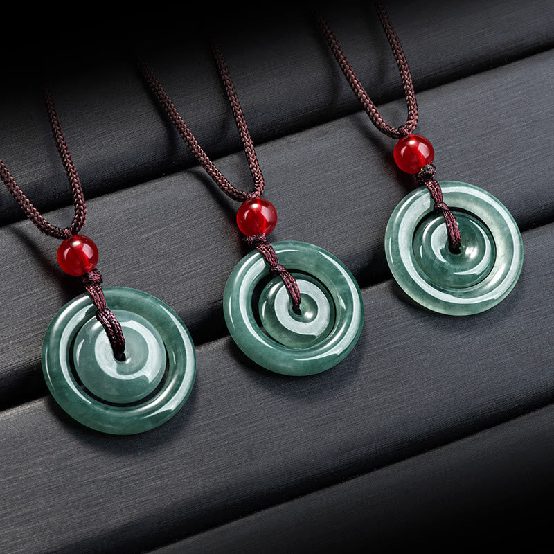 Buddha Stones 翡翠のダブルピースバックル 豊かさを象徴するネックレスペンダント