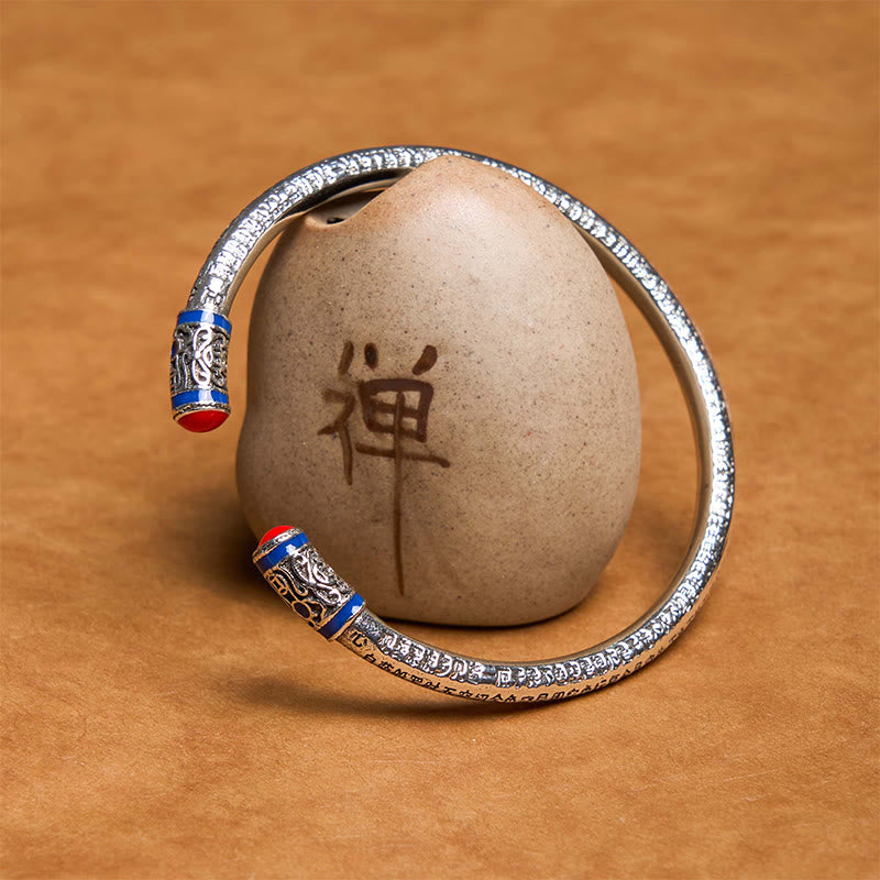 Buddha Stones般若心経彫刻銅貨ヒーリングブレスレットバングル