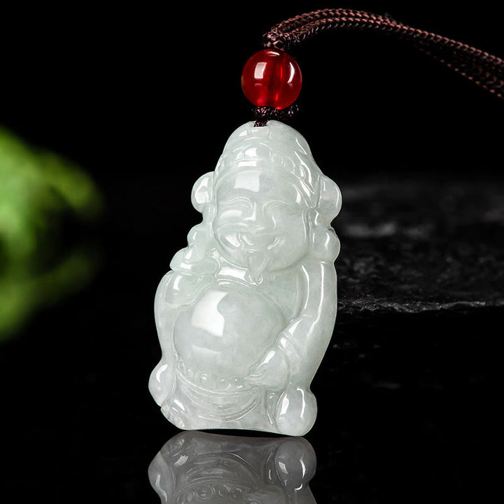Buddha Stones天然翡翠 中国 富の神 財神インゴット 幸運のネックレス ペンダント