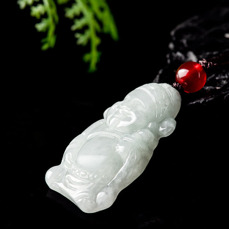 Buddha Stones天然翡翠 中国 富の神 財神インゴット 幸運のネックレス ペンダント