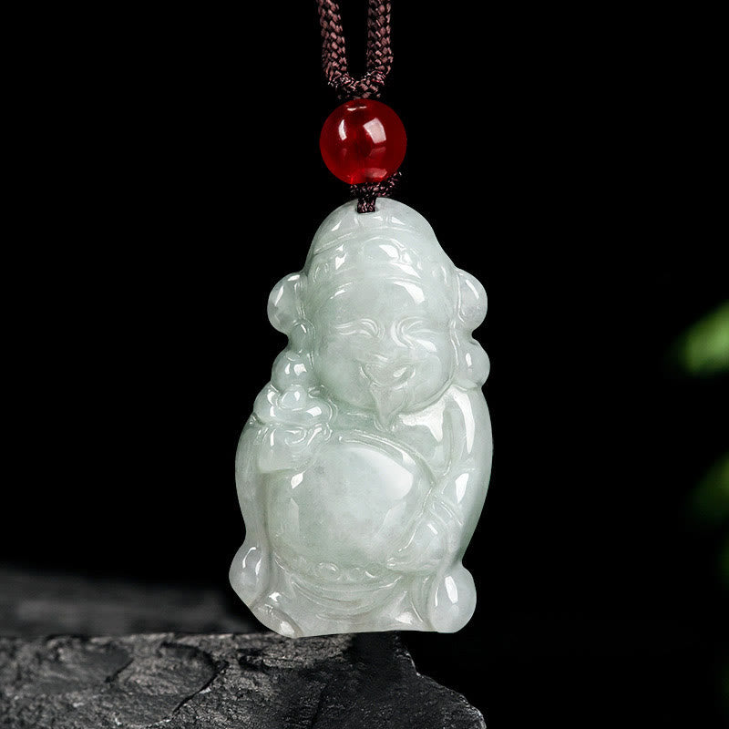 Buddha Stones天然翡翠 中国 富の神 財神インゴット 幸運のネックレス ペンダント