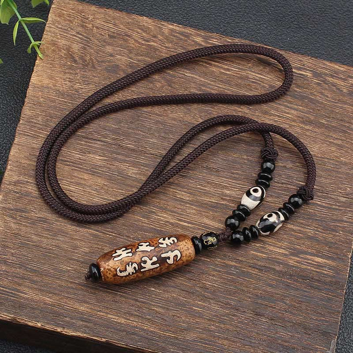 Buddha Stonesチベットオーム・マニ・パドメ・フムムジビーズ観音菩薩パターン富ネックレスペンダント - image 4
