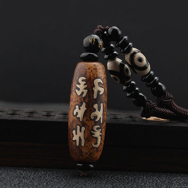 Buddha Stonesチベットオーム・マニ・パドメ・フムムジビーズ観音菩薩パターン富ネックレスペンダント - ジビーズ - image 1