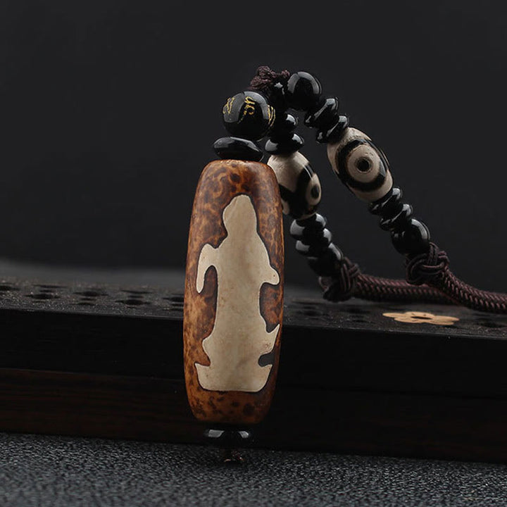 Buddha Stonesチベットオーム・マニ・パドメ・フムムジビーズ観音菩薩パターン富ネックレスペンダント - image 3