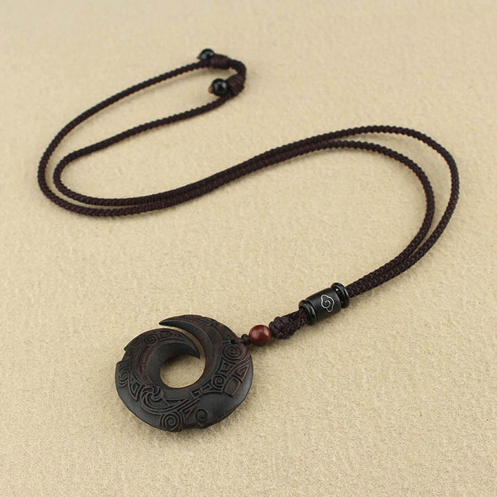 Buddha Stones黒檀 白檀 運気アップ デザイン柄 平和 ネックレス ペンダント