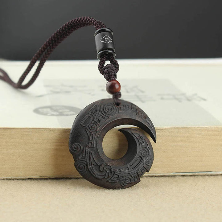 Buddha Stones黒檀 白檀 運気アップ デザイン柄 平和 ネックレス ペンダント