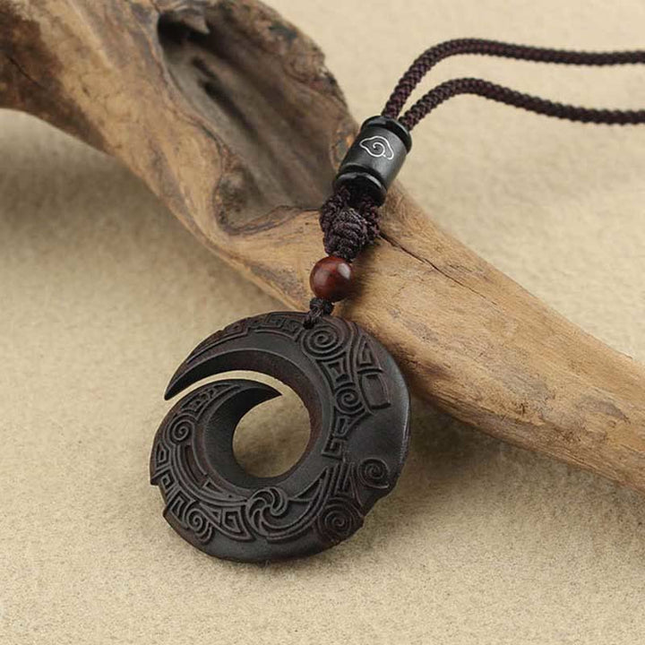 Buddha Stones黒檀 白檀 運気アップ デザイン柄 平和 ネックレス ペンダント